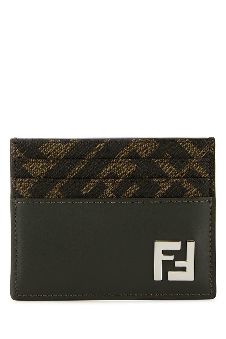 Multicolor leather and canvas cardholder