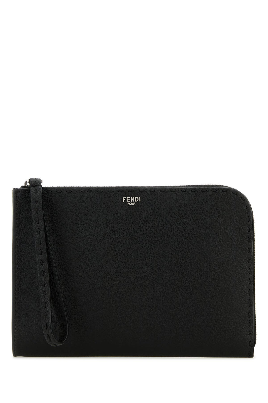 Black leather clutch