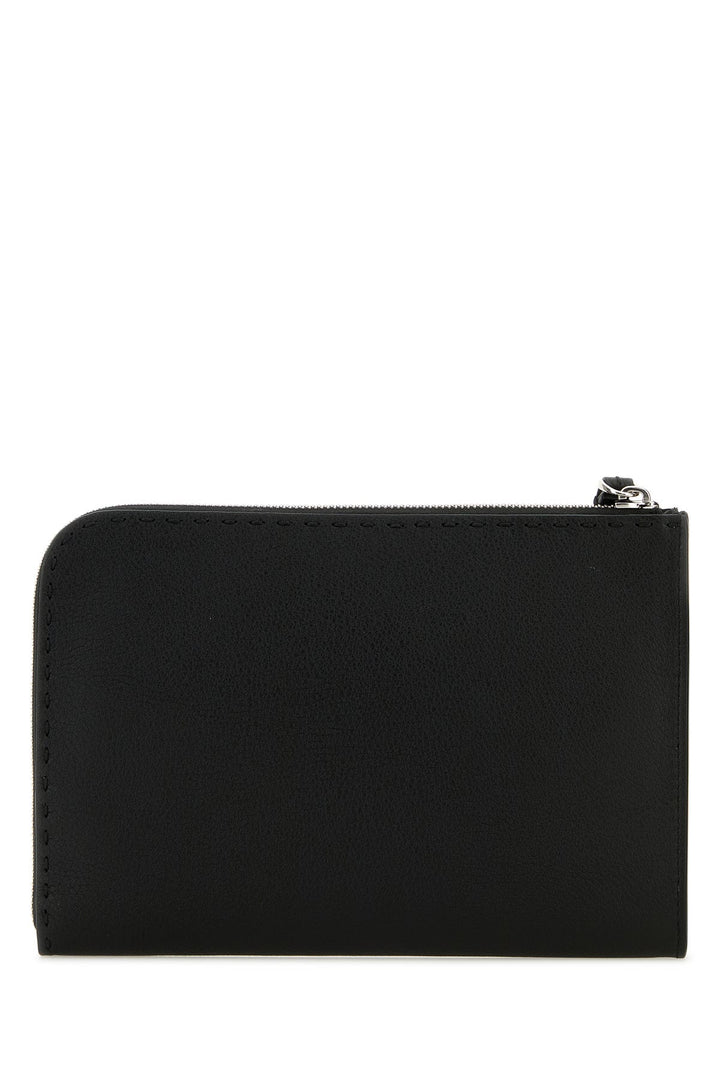 Black leather clutch