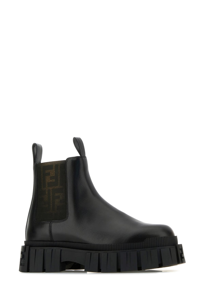 Black leather Fendi Force ankle boots