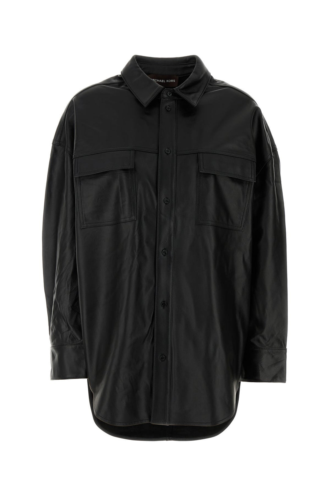 Black leather oversize shirt