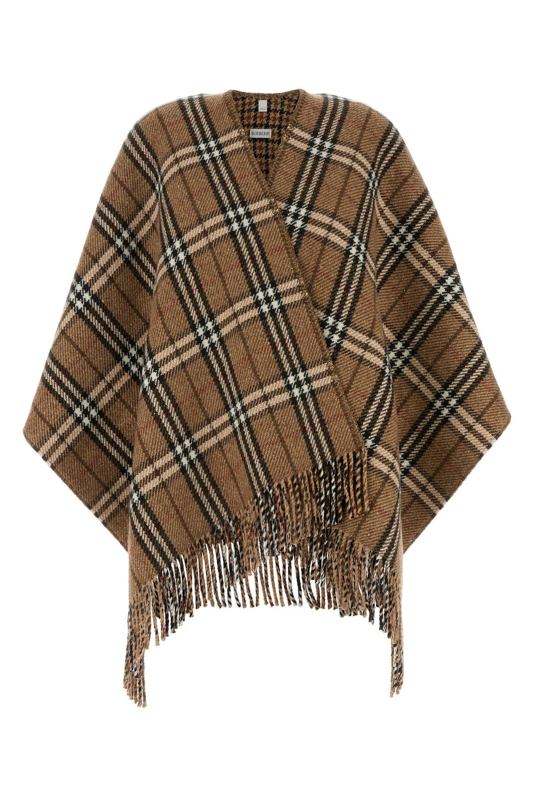 Embroidered cashmere blend reversible cape