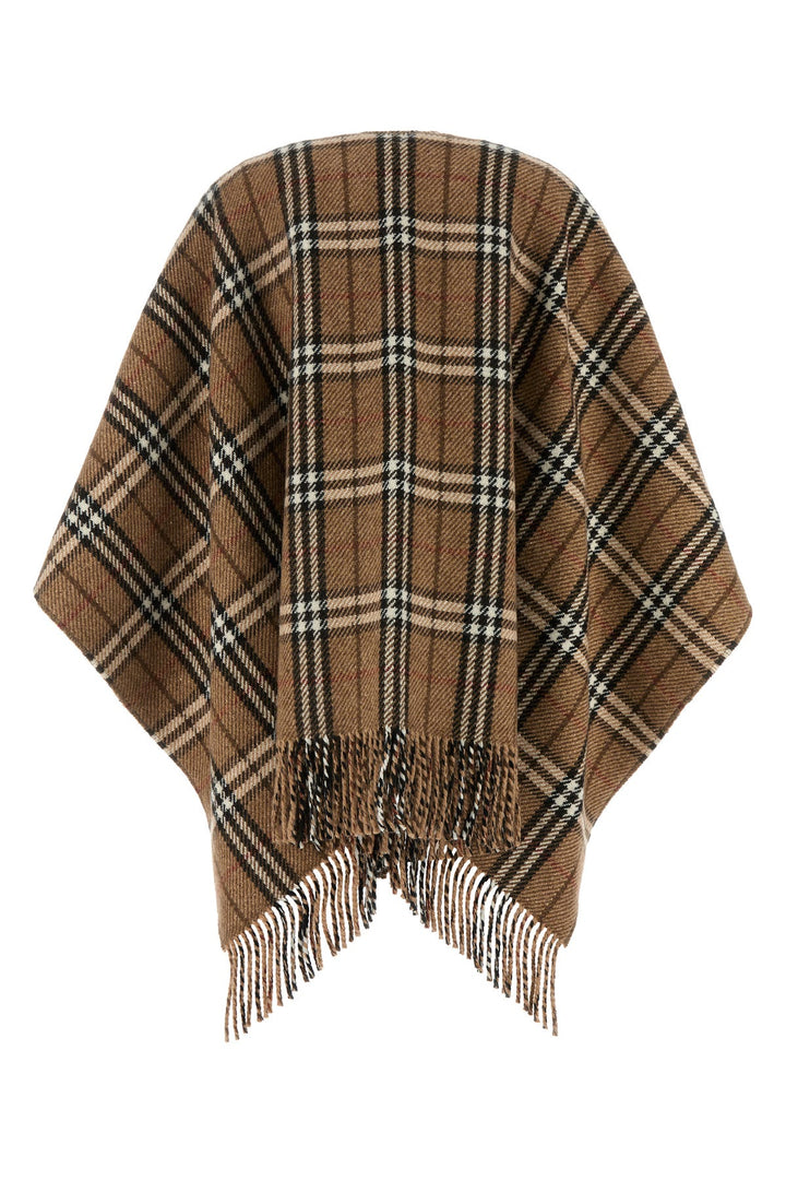 Embroidered cashmere blend reversible cape