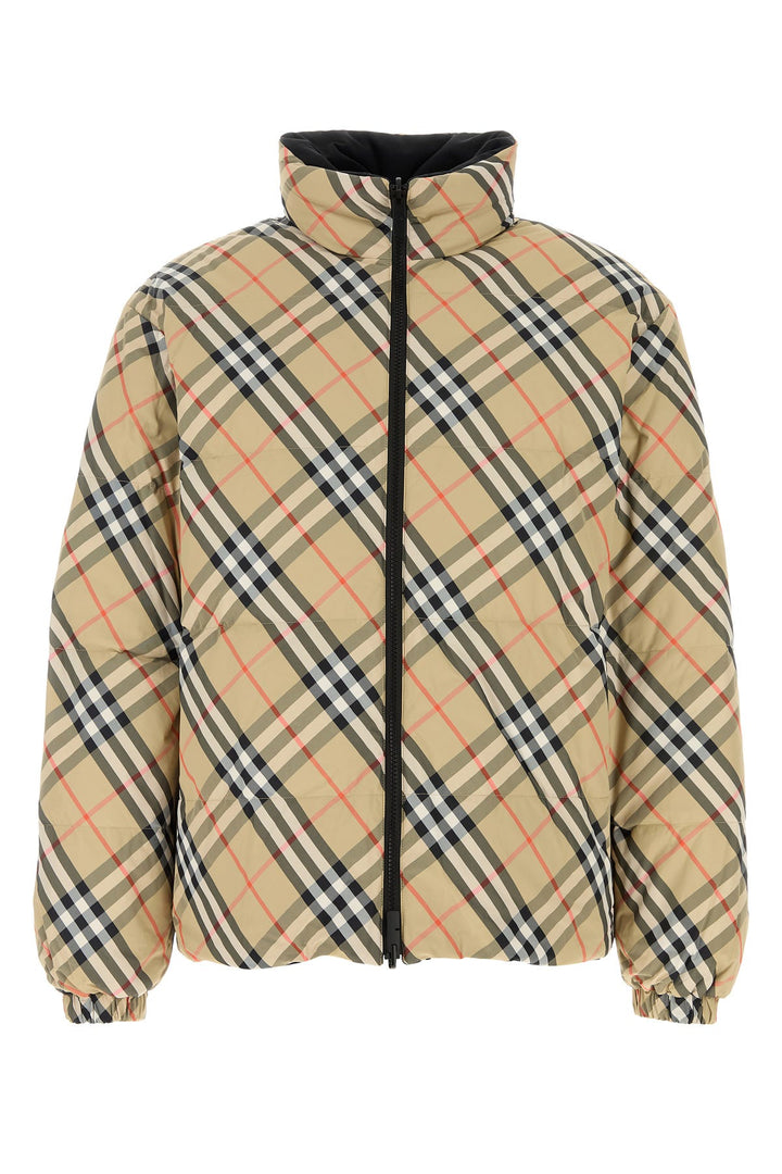 Printed nylon reversible down jacket