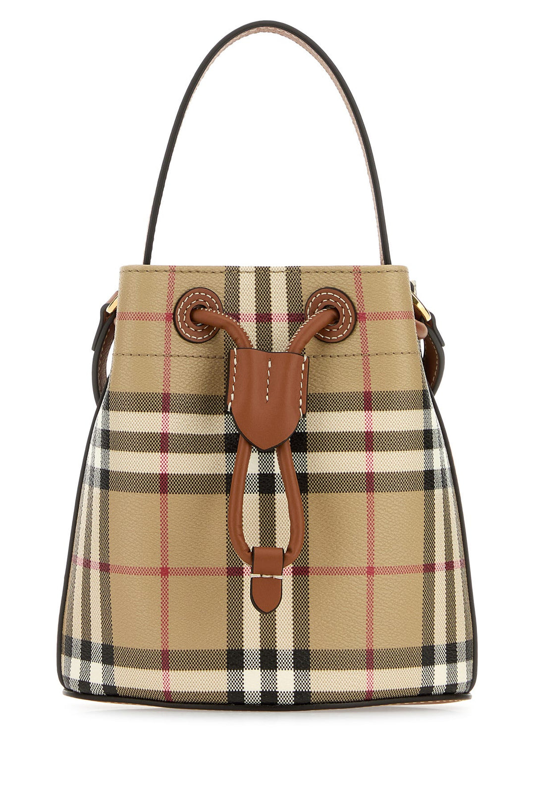 Printed canvas mini Check bucket bag