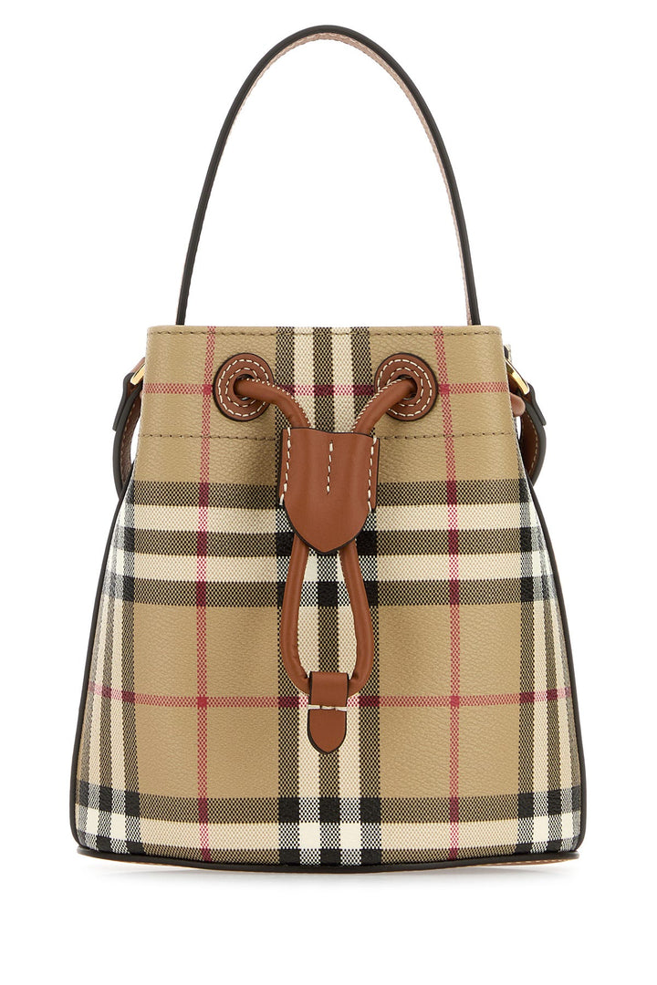 Printed canvas mini Check bucket bag