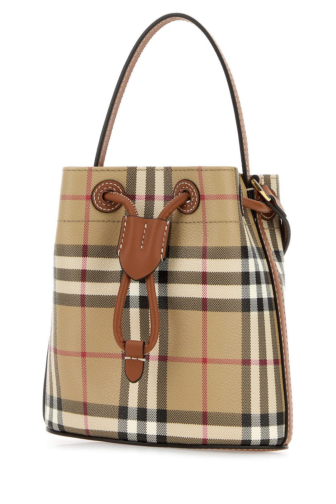 Printed canvas mini Check bucket bag