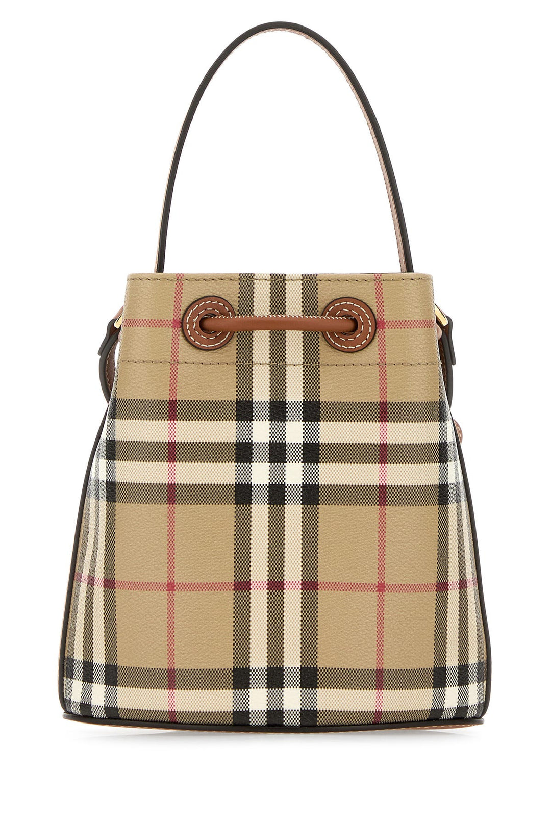 Printed canvas mini Check bucket bag