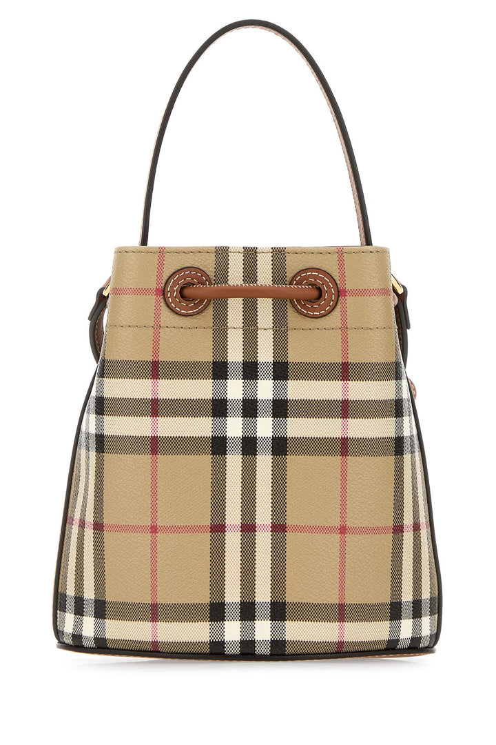 Printed canvas mini Check bucket bag