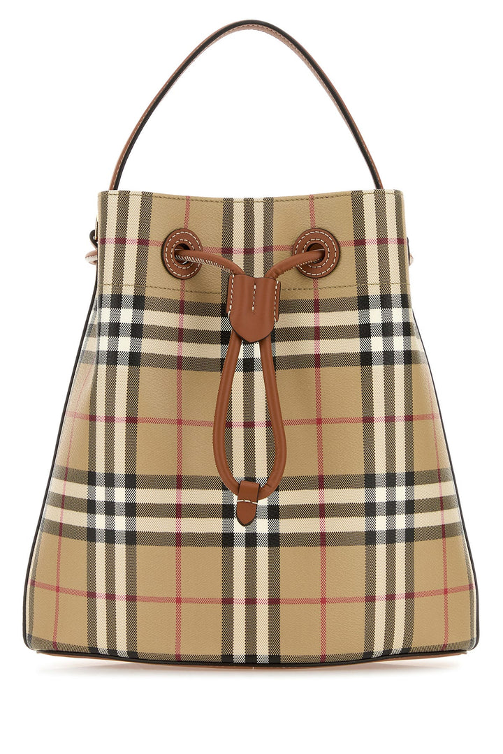 Printed canvas Check bucket bag