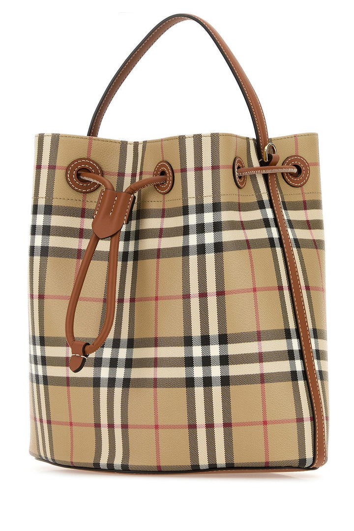 Printed canvas Check bucket bag