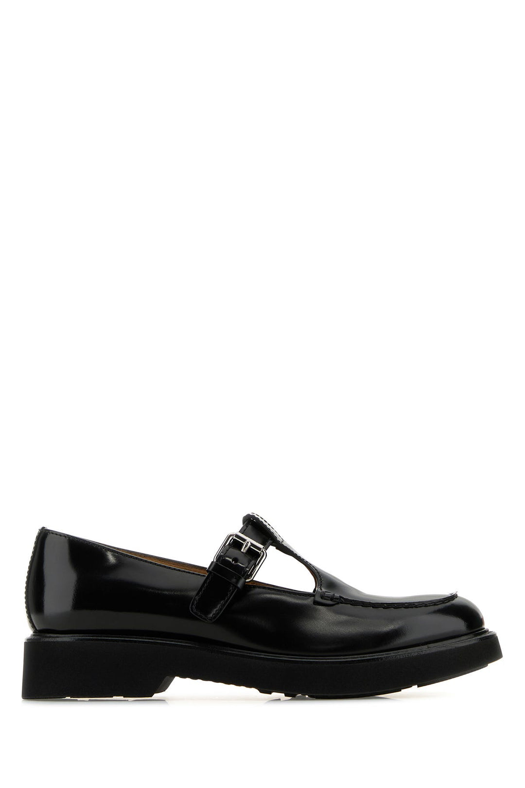 Black leather Nadine mock strap shoes