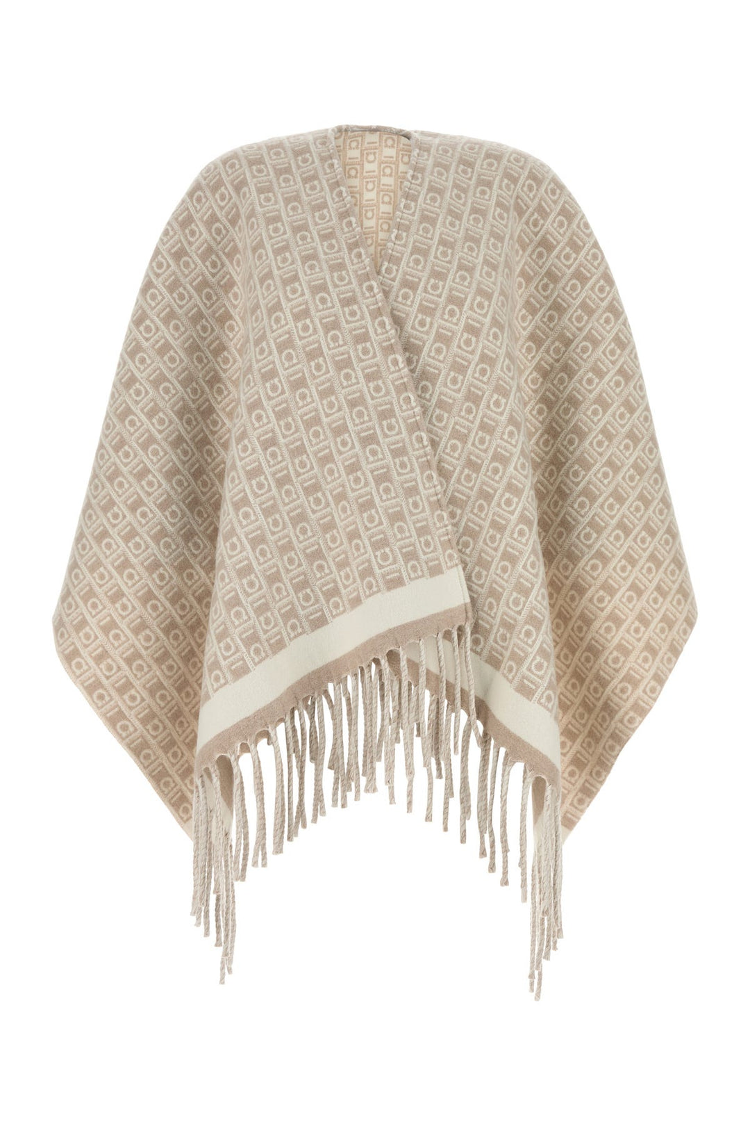 Embroidered wool reversible cape