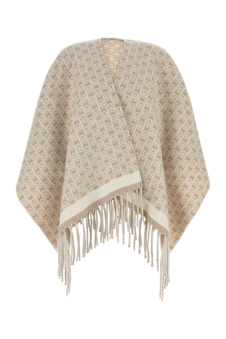 Embroidered wool reversible cape