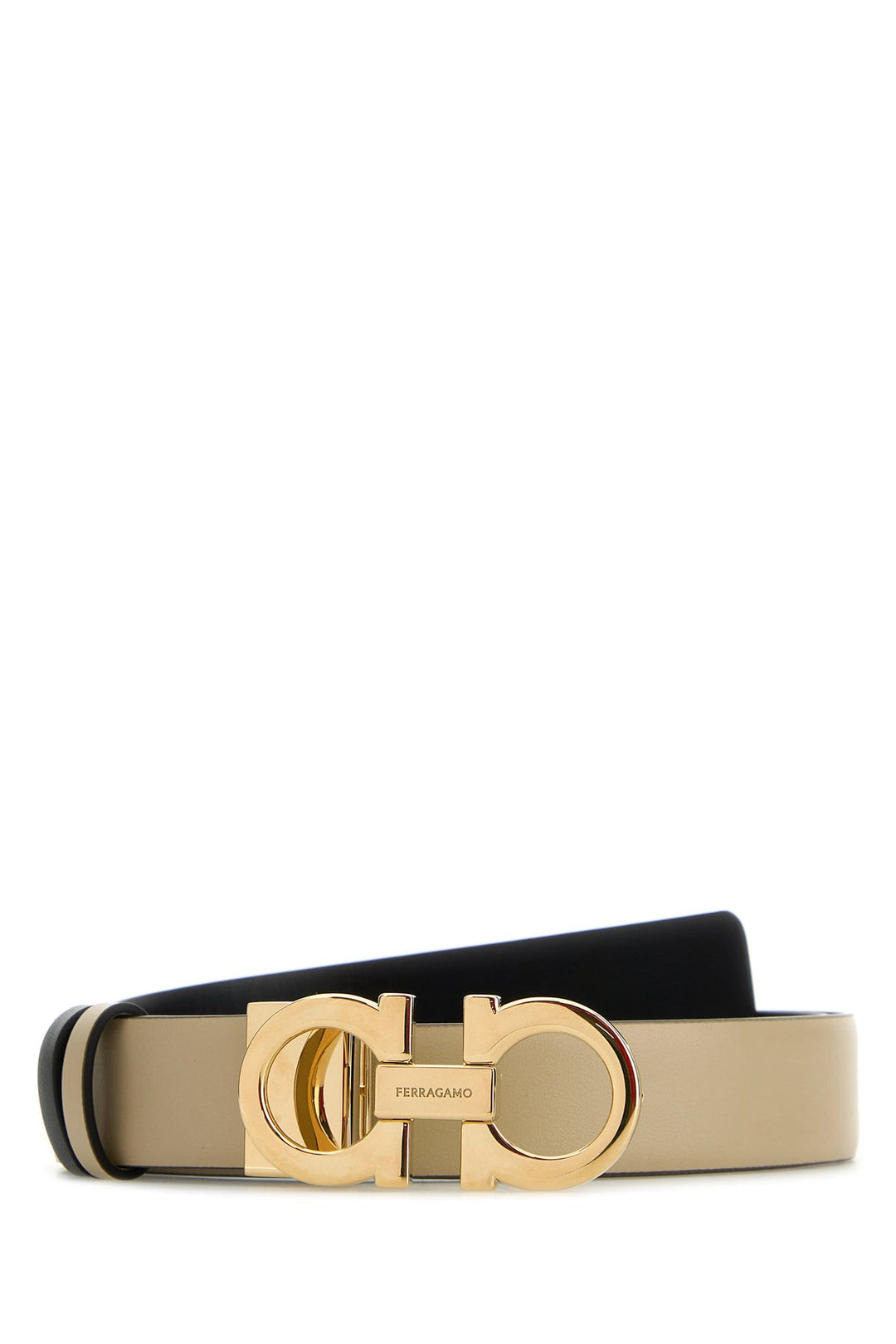 Black leather reversible belt