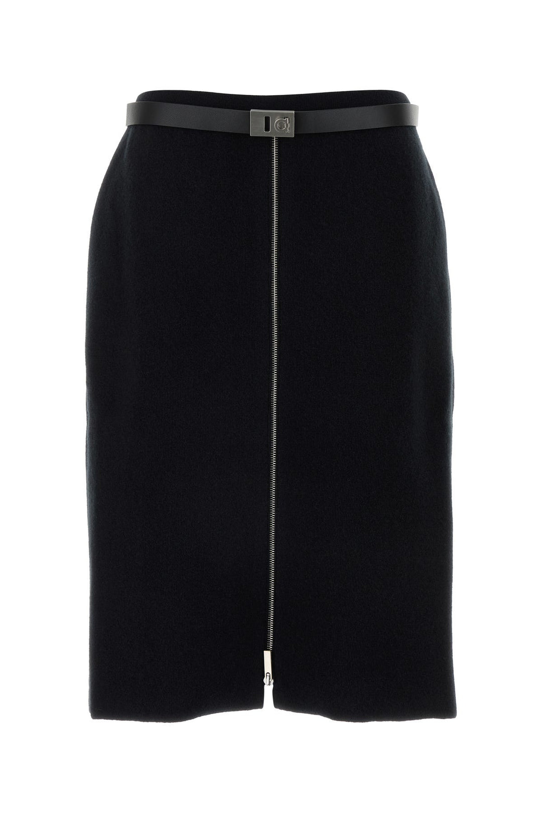 Black stretch wool blend skirt