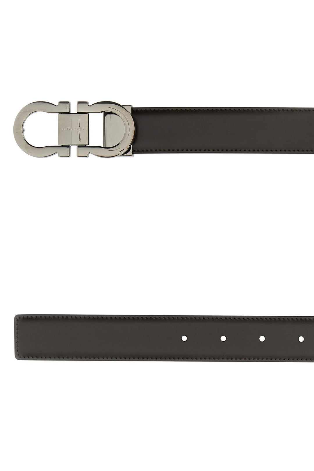 Dark brown eather reversible belt