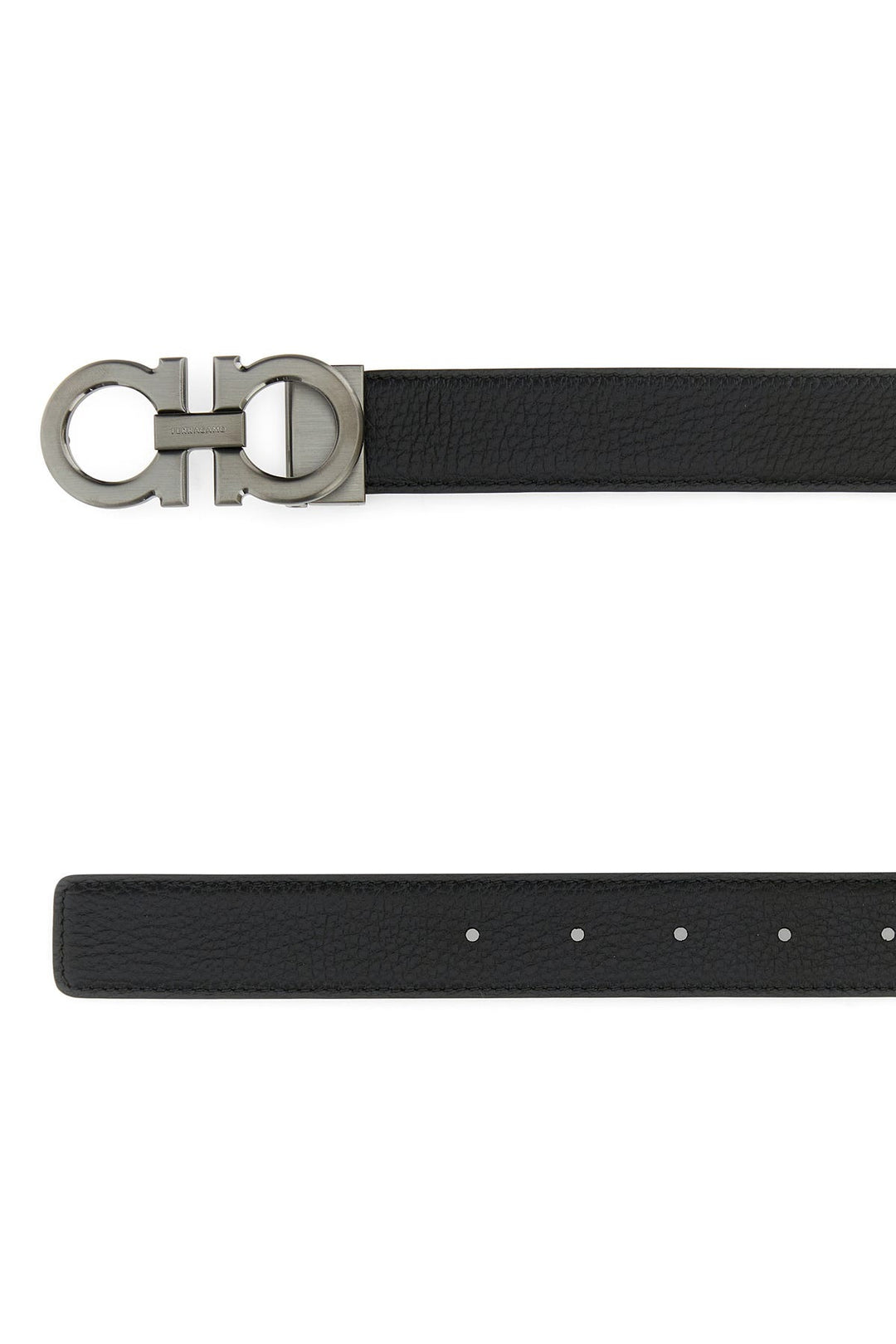 Black leather reversible belt