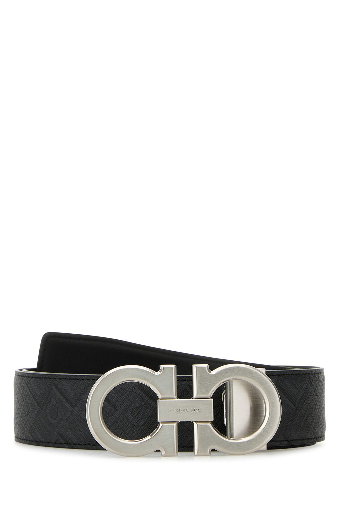 Black leather reversible belt