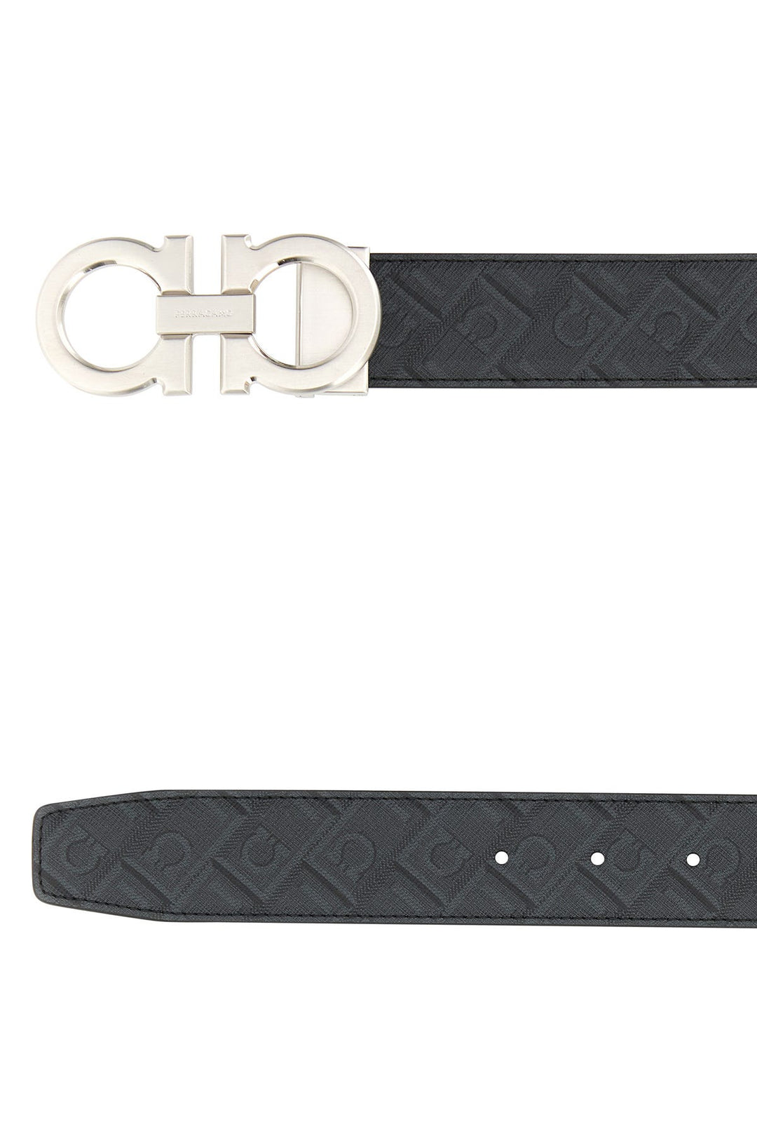 Black leather reversible belt