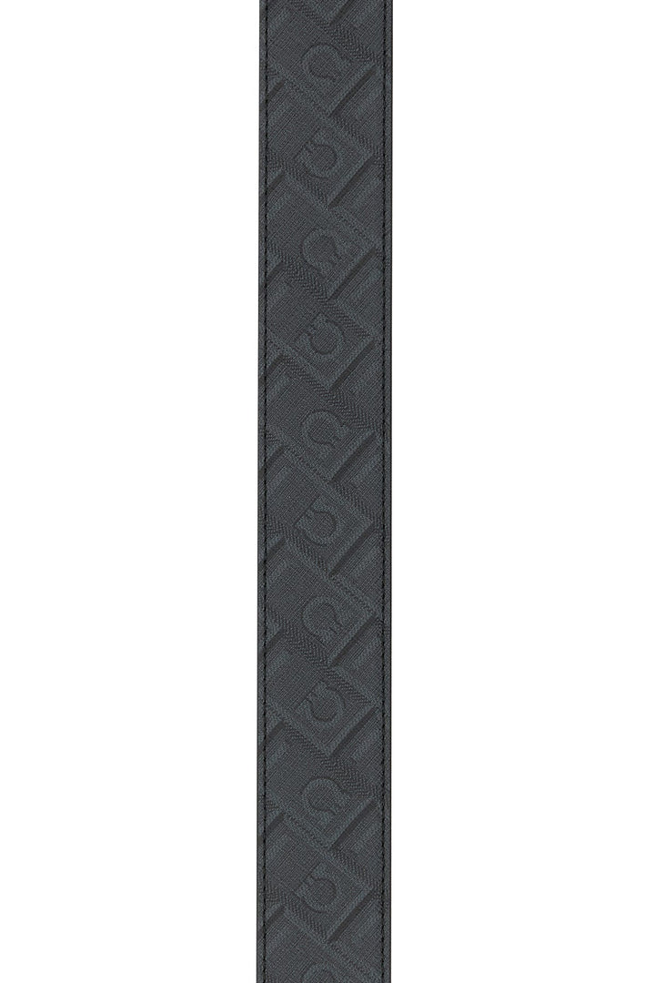 Black leather reversible belt