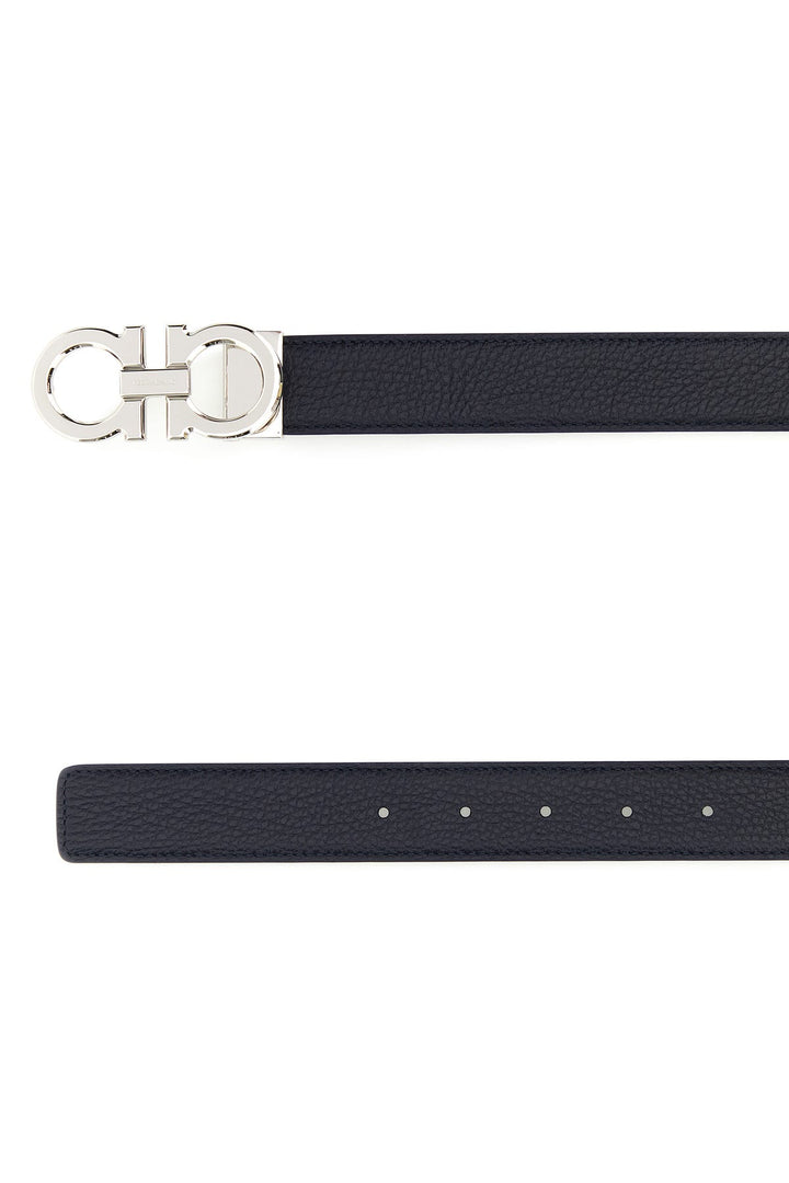 Midnight blue leather reversible belt