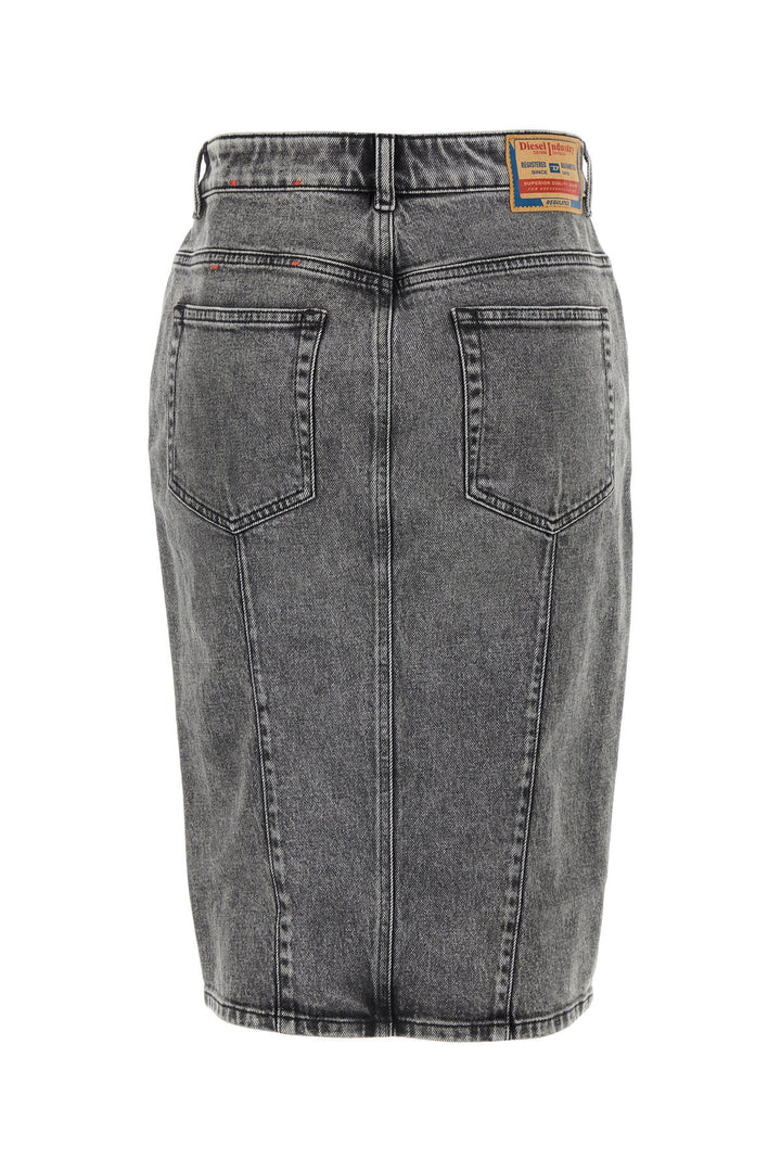 Grey stretch denim skirt