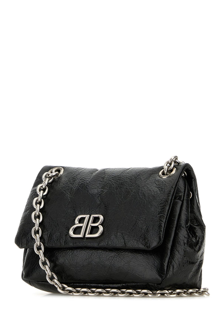 Black leather mini Monaco shoulder bag