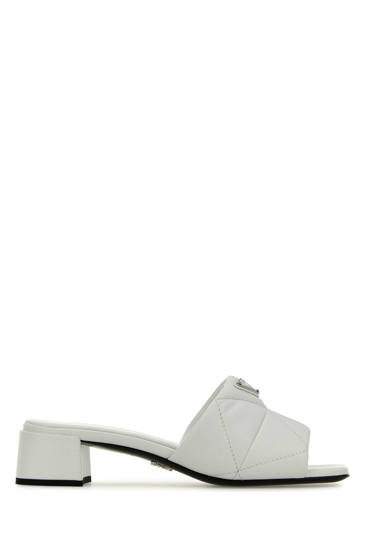 White nappa leather mules