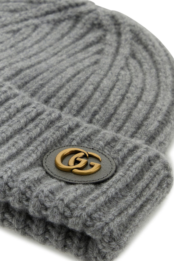 Grey wool blend beanie hat