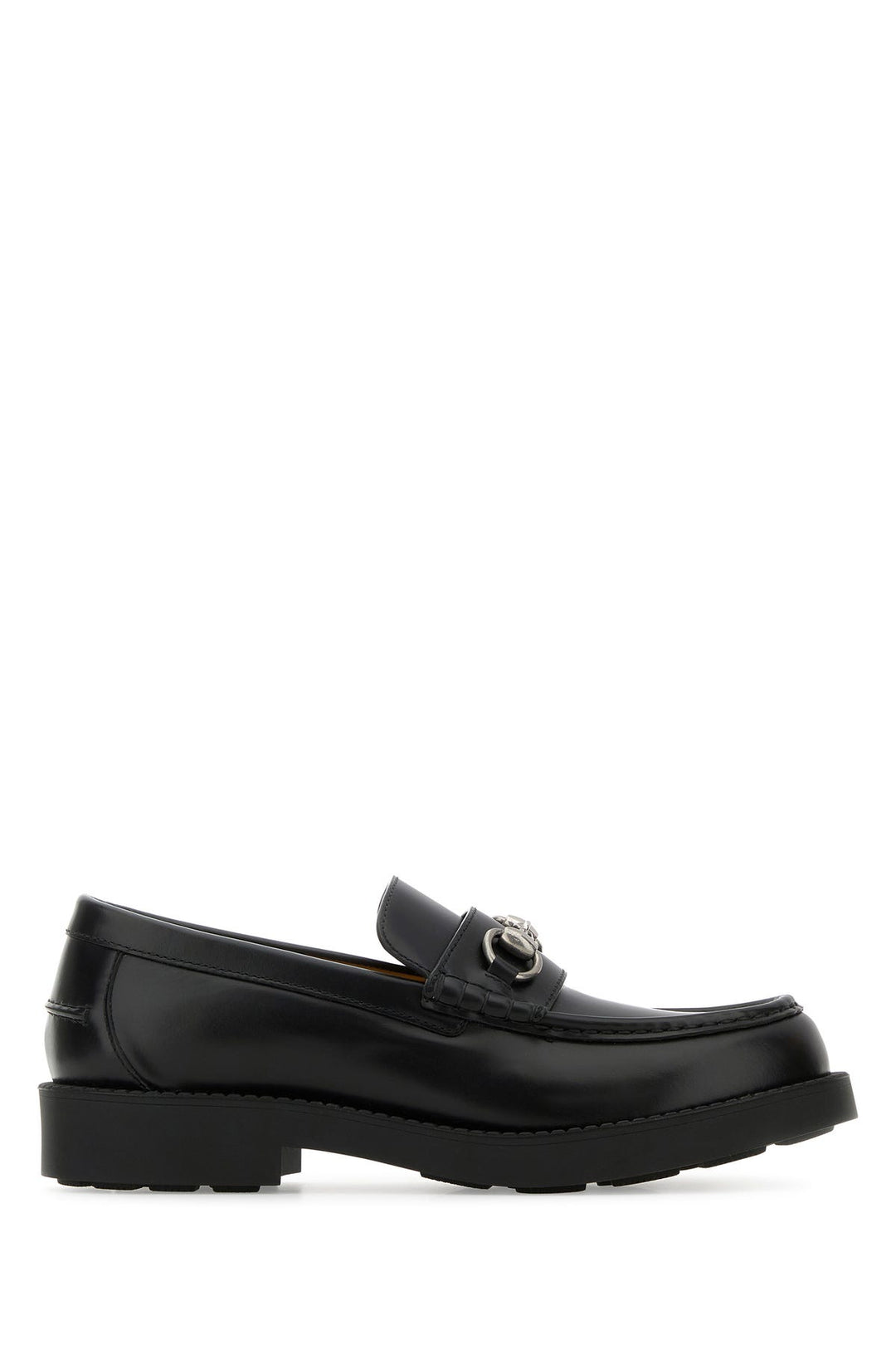 Black leather loafers