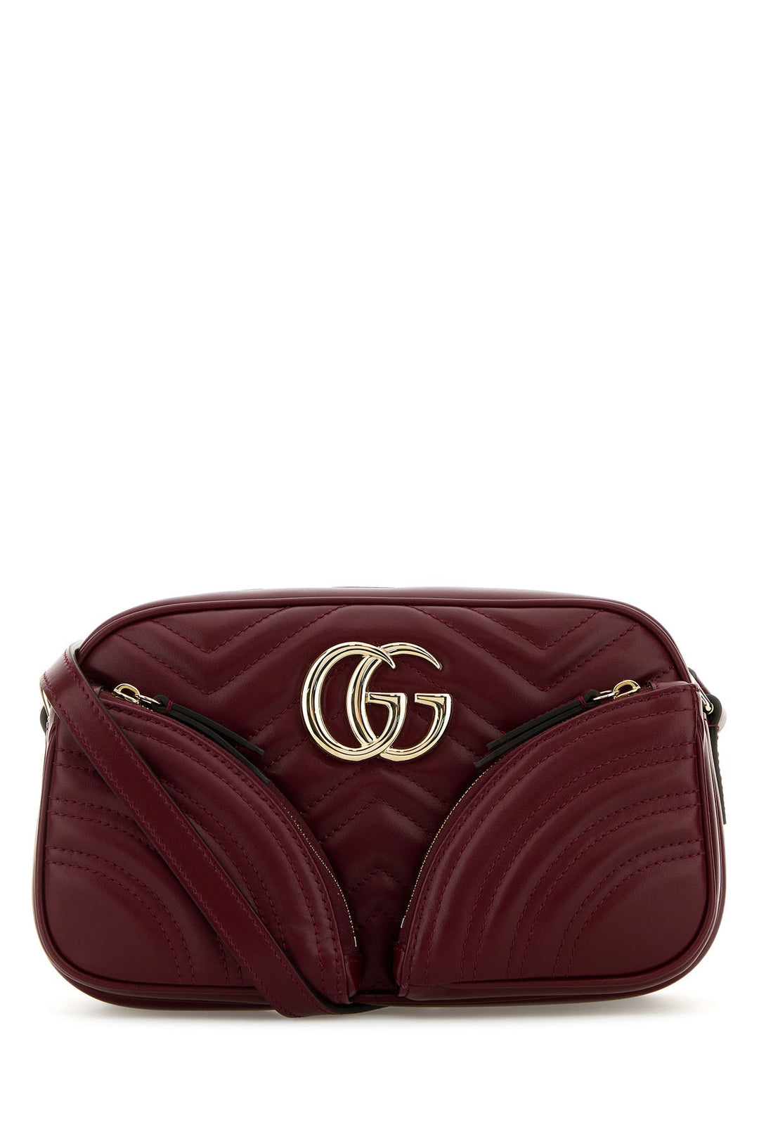 Burgundy leather small GG Marmont crossbody bag