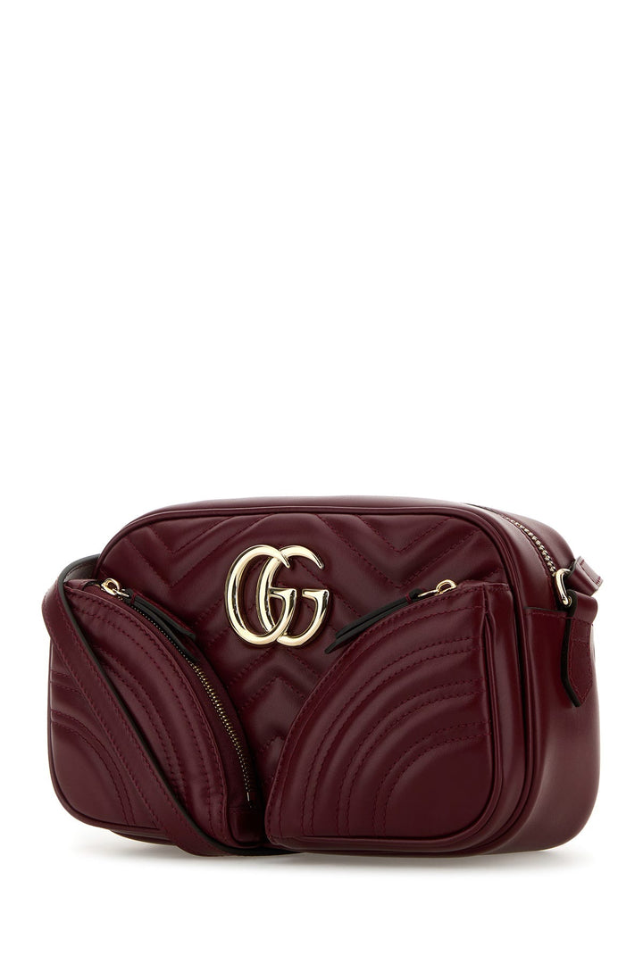 Burgundy leather small GG Marmont crossbody bag