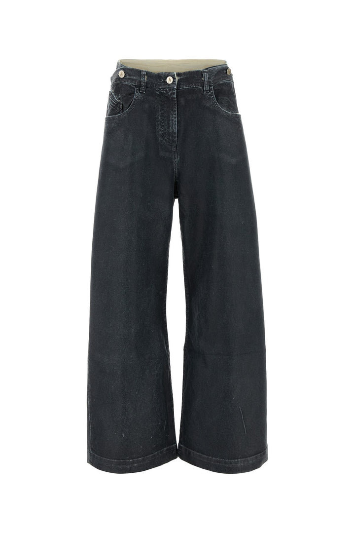 Slate stretch denim wide-leg jeans