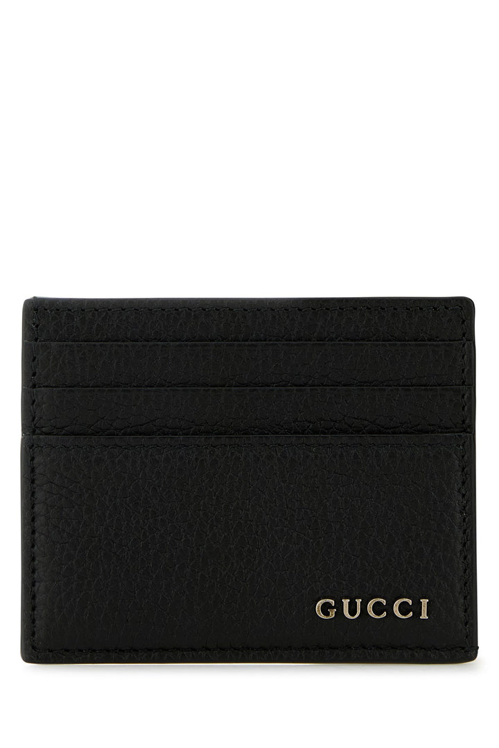 Black leather card holder