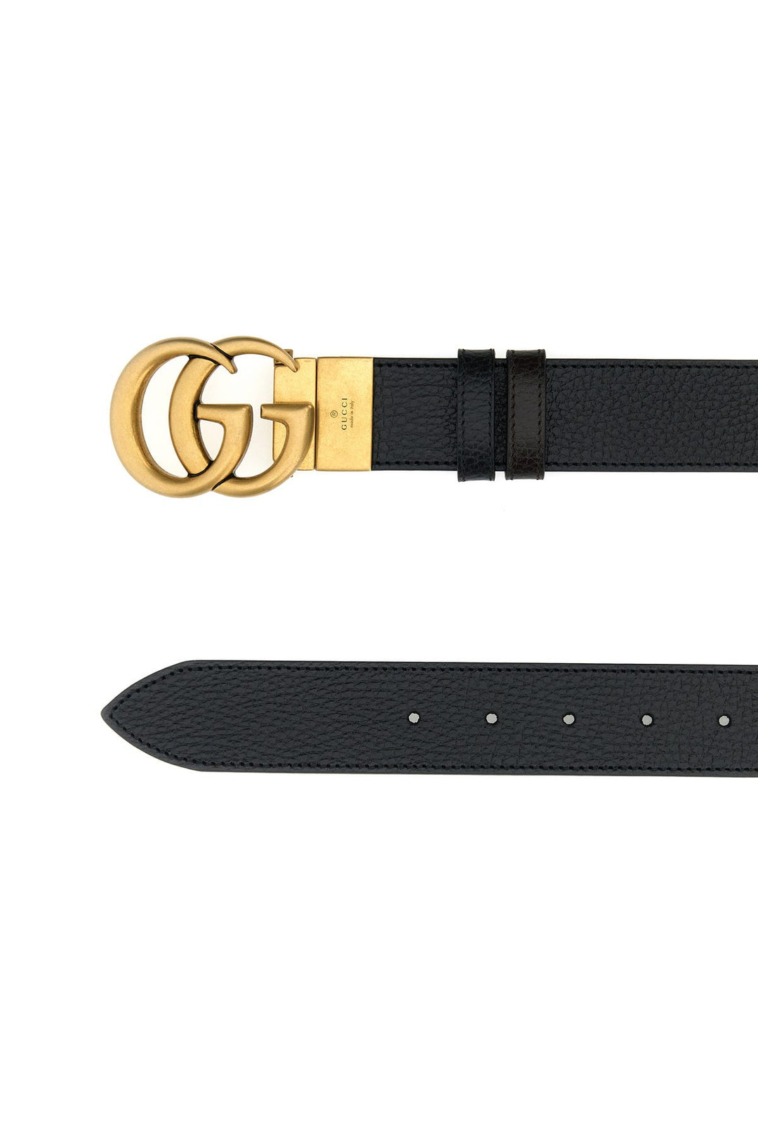 Black leather reversible GG belt