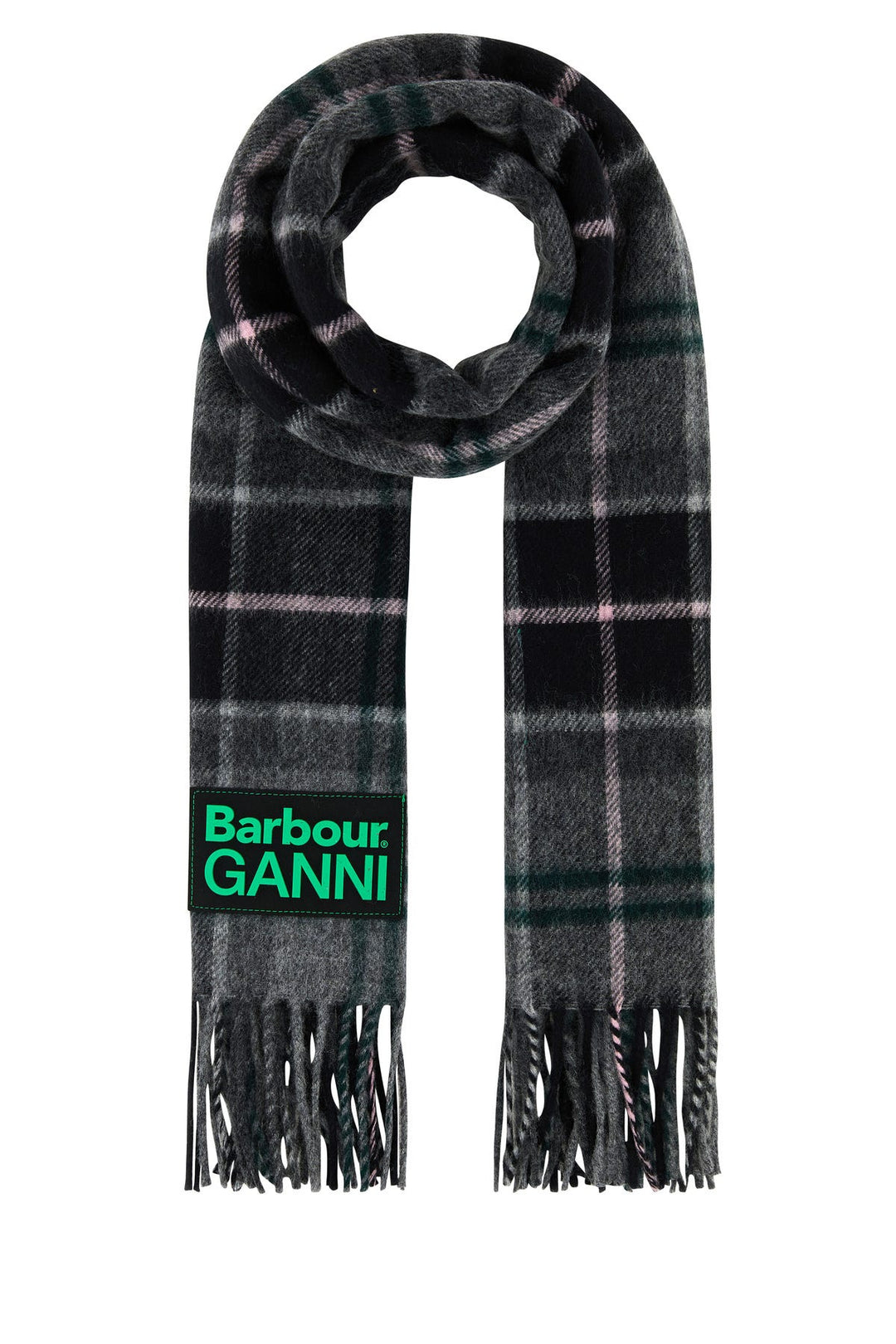 Embroidered wool Barbour x Ganni scarf