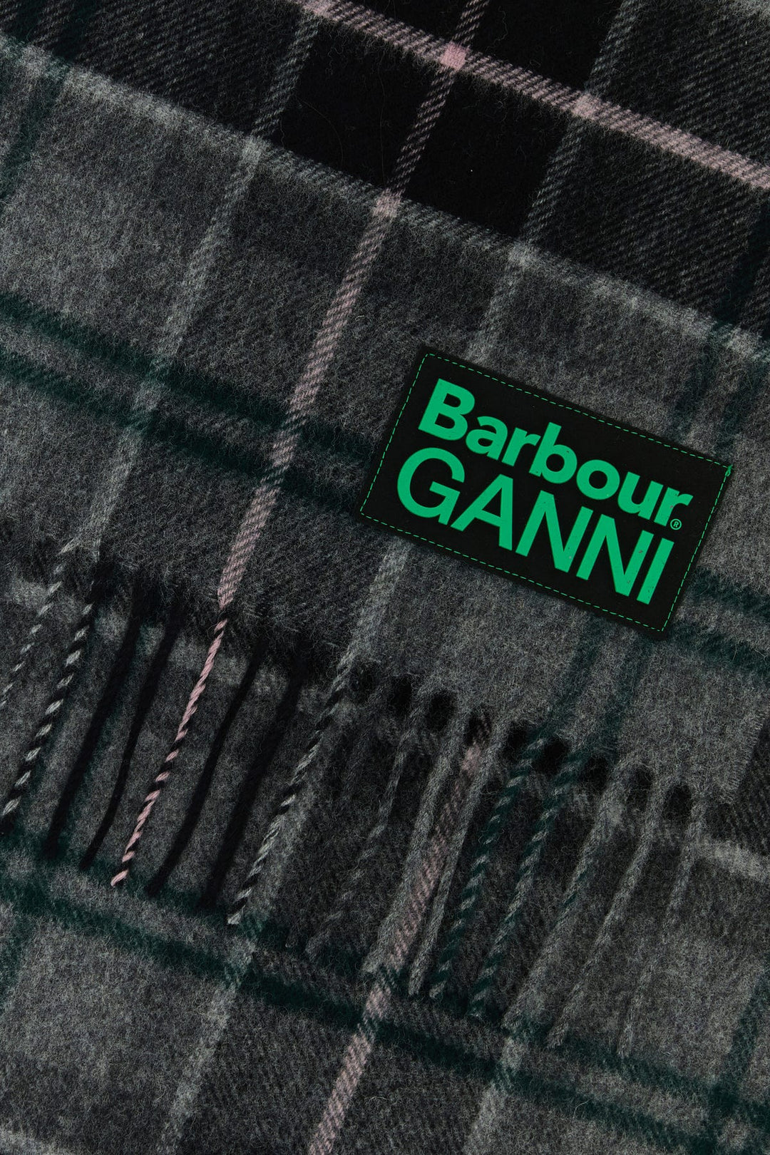 Embroidered wool Barbour x Ganni scarf