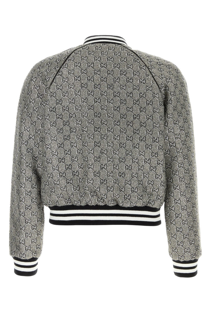 Embellished tweed bomber jacket