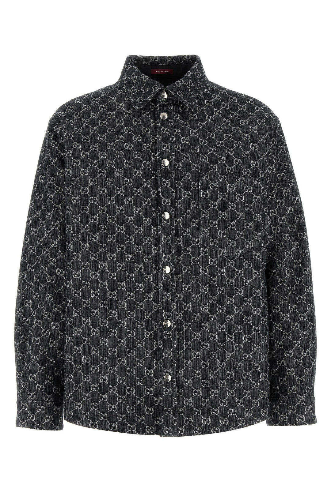 Embrodiered denim reversible shirt