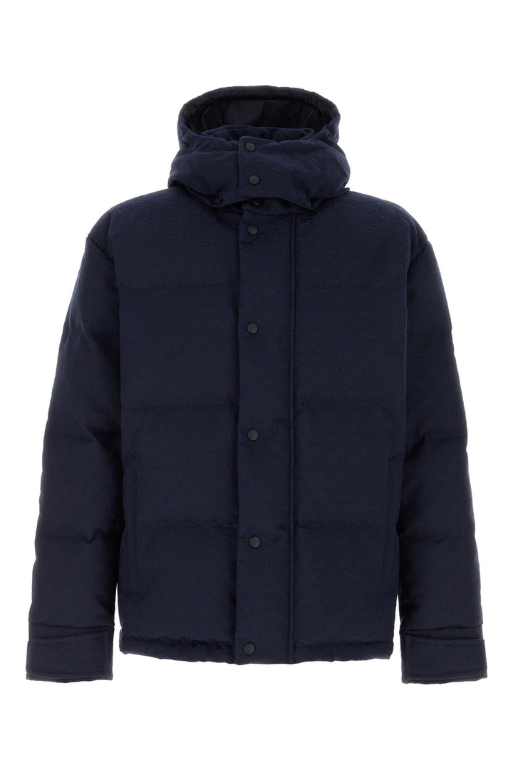 Navy blue GG fabric down jacket