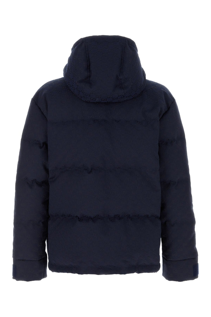 Navy blue GG fabric down jacket