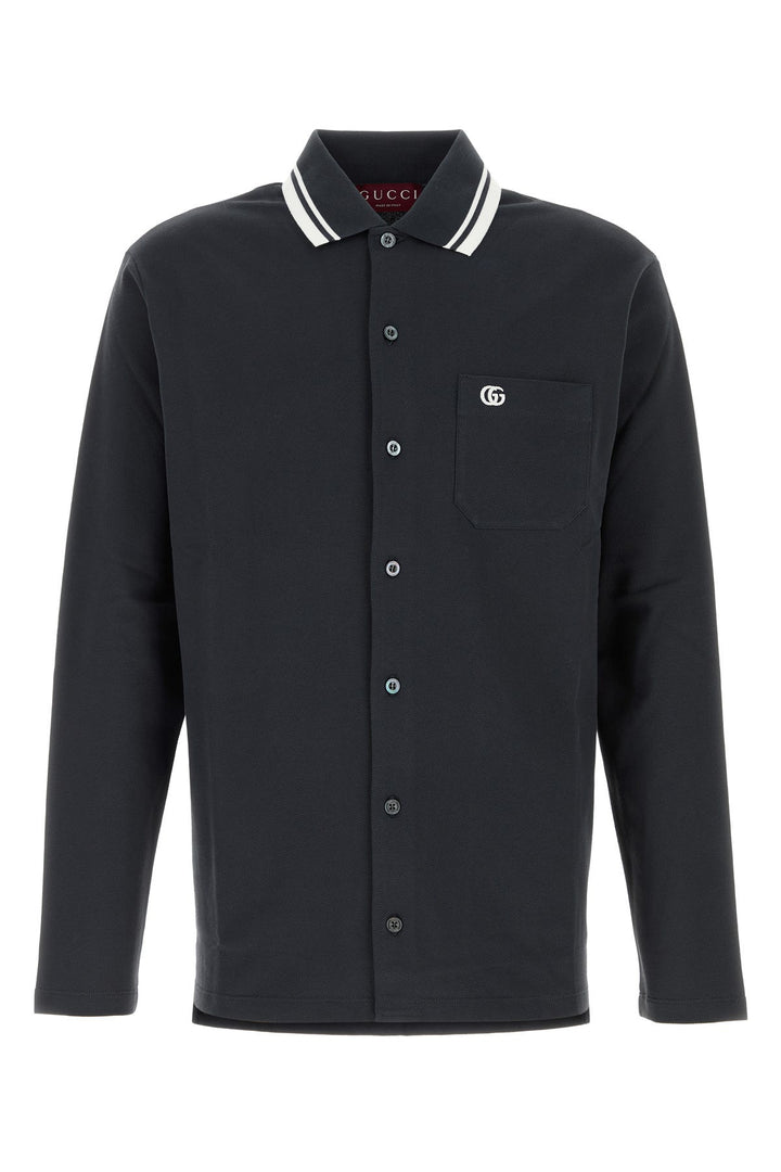 Dark grey stretch piquet shirt