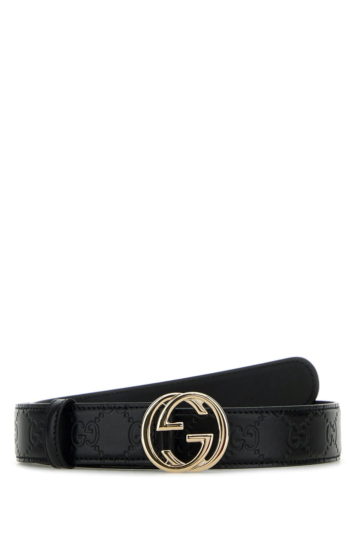 Black leather Gucci Blondie belt