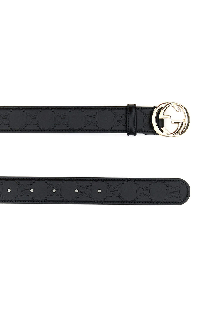 Black leather Gucci Blondie belt