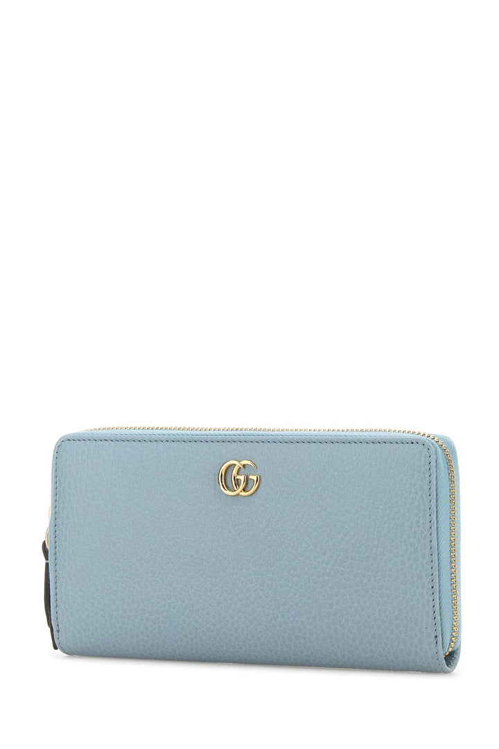 Pastel light blue leather GG Marmont wallet