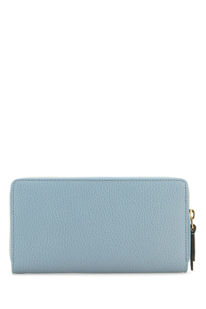 Pastel light blue leather GG Marmont wallet