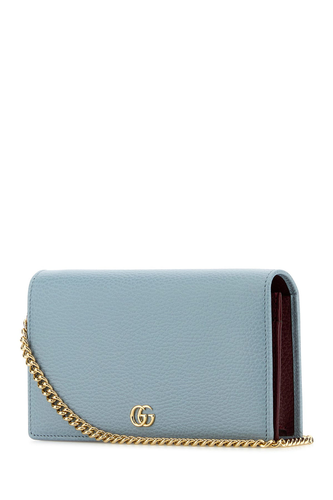 Powder blue leather GG Marmont mini clutch