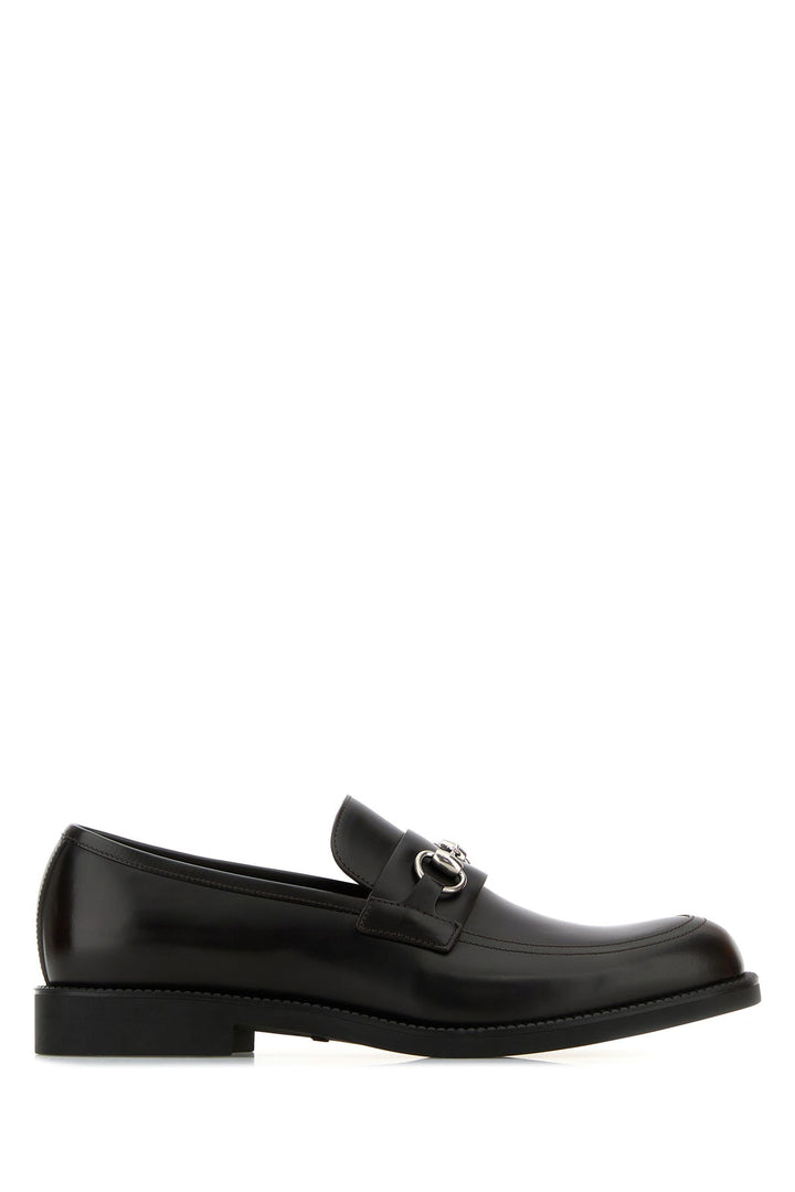 Black leather loafers