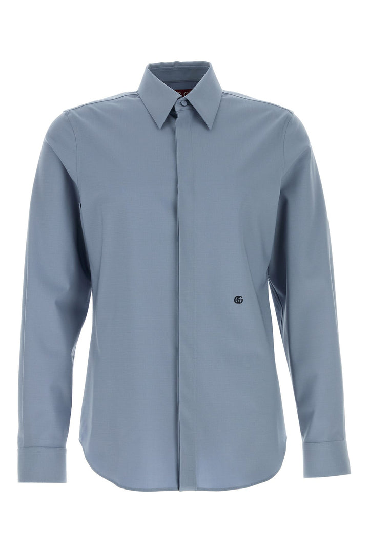 Powder blue stretch wool shirt